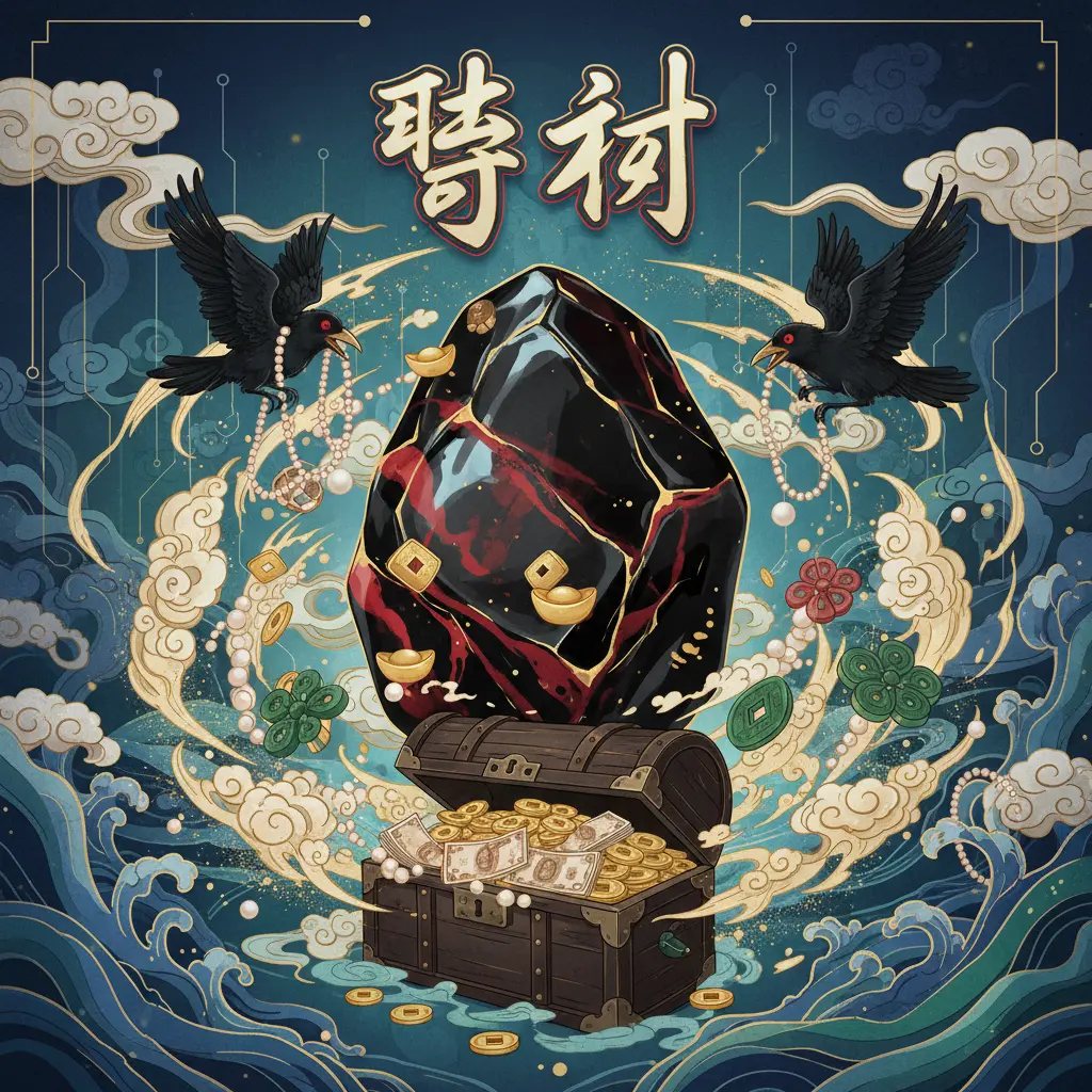 聚財 - 烏鴉血石